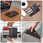 Crazy Horse Leather Slim Passport Holder with RFID &Tracker Slot (Dark Brown)