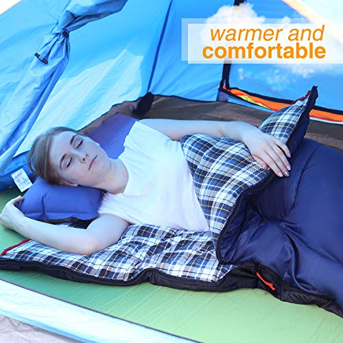 Cotton Flannel Sleeping Bag for Camping (Blue with 4lbs filling)