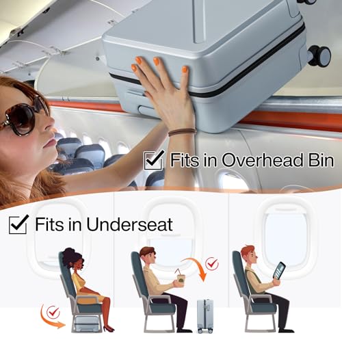 Underseat Carry On Luggage with Wheels 16 Inch Small Suitcase Personal Item Underseat Carry On Bag TSA Approved Carry On Luggage Hard Shell Suitcases Mini Travel Luggage (Underseat 16 Inch / Grey)