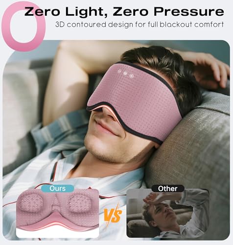 Bluetooth Sleep Headphones with 3D Eye Mask for Zero Pressure (Gloss Pink)
