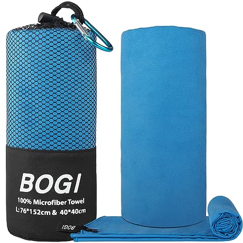 Microfiber Quick Dry Travel Sports Towel (Blue / L:60''x30''+16''x16'')