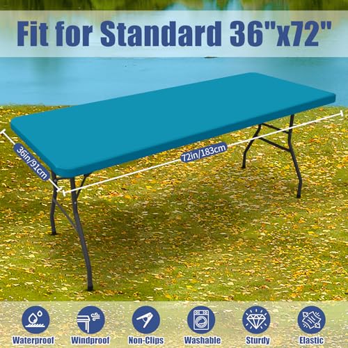 2 Pack Rectangle Spandex Fitted Table Cloth (Teal / 72" x 36" (Rectangular))