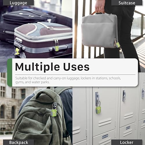 TSA Approved Cable Luggage Locks (3 Digit green 2 pack)