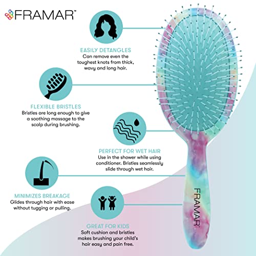 Purple Hair Brush Detangler (Blue Tie Dye)