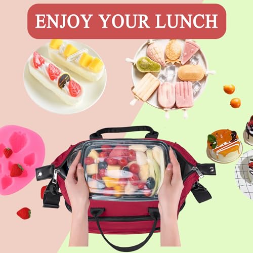 Red Lunch Box for Women for Work Insulated Lunch Bag for Female Adult (Large / A12: Red)