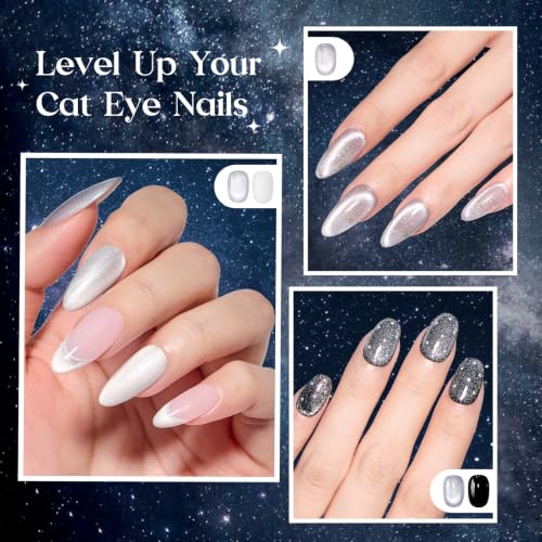 Beetles Silver Cat Eye Gel Nail Polish Set (A - Silver Blue Purple | Dusted Galaxy)