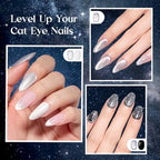 Beetles Silver Cat Eye Gel Nail Polish Set (A - Silver Blue Purple | Dusted Galaxy)