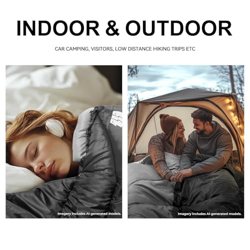 Cold Weather Sleeping Bags for Adults (Black-5.3lb)