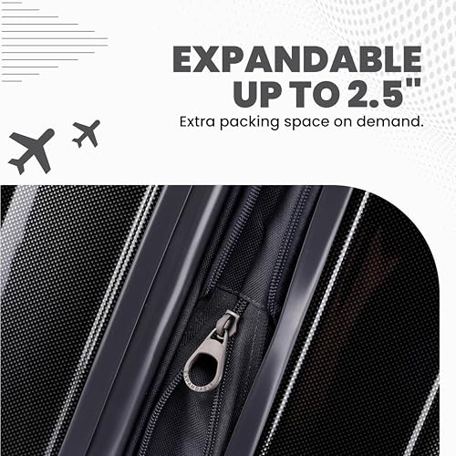 Rails Expandable Hardside Upright Suitcase with 360° Spinner Wheels (Black / Carry-On)