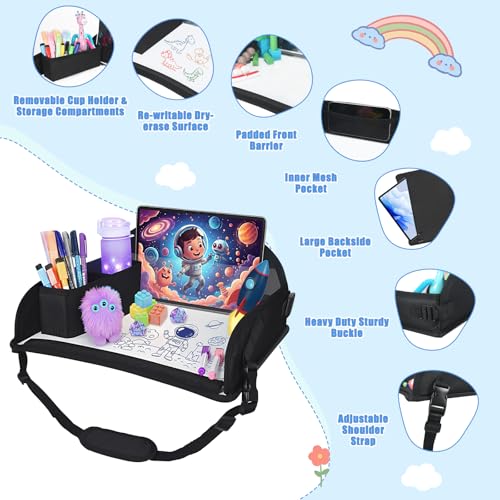 Upgraded Kids Travel Tray for Airplane (Black - 2 PCS)