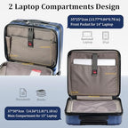 16" Carry On Briefcase Luggage with 2 Laptop Compartments (Dark Blue / 16 Inch)