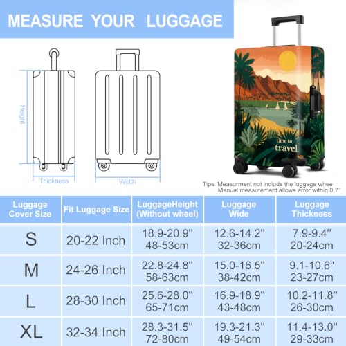 Luggage Cover Washable Suitcase Protector Anti (Sunset Oasis / M(fits 24-26Inch suitcase))