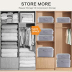 Ultra Space Saving Self Compression Storage Bags with Zipper (Grey / Large)