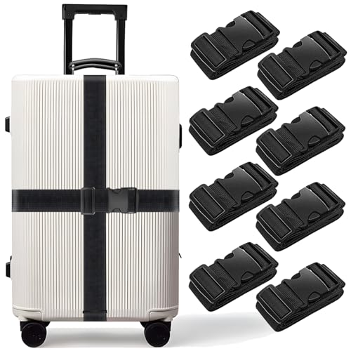 Luggage Straps for Suitcases (Black / 8Pcs)
