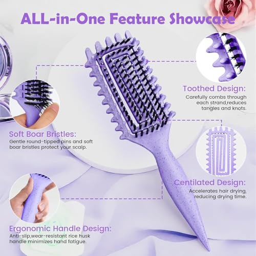 Curl Defining Brush with Side Gear for Curly Hair (Purple)