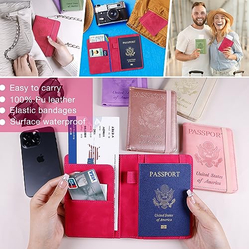 Premium Leather Passport Holder Covers Case (ELA-ROSE RED)