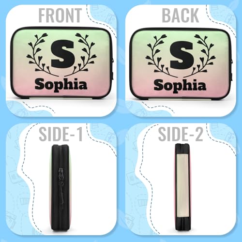 Custom Electronics Organizer Travel Case Personalized Name Initials Cable Charger Cord Tech Organizer Pouch Accessories Bag (Pink)