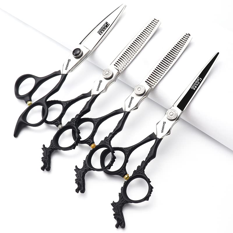 6/7-inch professional hairdresser set, stainless steel scissors hairdresser's exclusive hairdresser. (6 inch-4pc-B) (6 Inch-4pc-b)