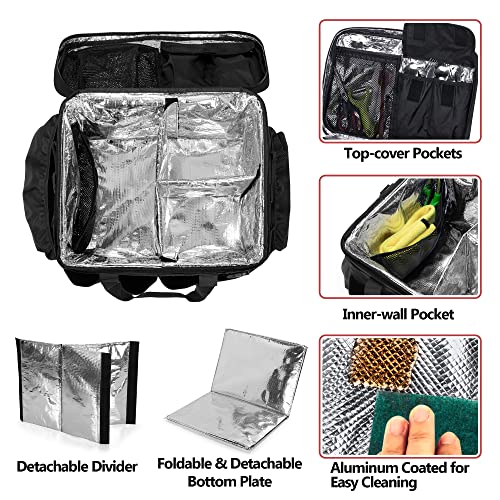 Large Grill Caddy with Lid & Paper Towel Holder & Multi Pockets (Black)