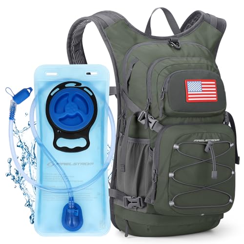 Lightweight Hydration Hiking Backpack with 2L Water Bladder (3.Olive Green / 2L Bladder)