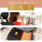 Lighted Makeup Case with Mirror + 10x Mini Mirror (Black)
