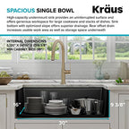 KGUW2-33MB-100-100, Bellucci Workstation 32 in. Undermount Granite Composite Single Bowl Kitchen Sink in Metallic Black with WasteGuard 1 HP Continuous Feed Garbage Disposal and Accessories (Black / 32 Inch / Sink and Garbage Disposal 1 HP)