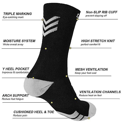 Compression Crew Socks for Men 15 (Large-X-Large / White-black-green-grey (4 Pairs))