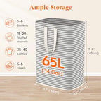 65L Collapsible Laundry Basket with Extended Handles (Grey / 65L)