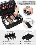 Large Makeup Organizer Profession Makeup Bag Extra Large Makeup Case with Adjustable Dividers (Super Large / Black with Plastic Dividers)