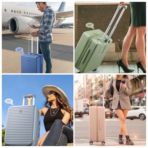 20" 28" Expandable Luggage Sets 2 Piece Hard Shell Suitcase (Arctic Silver / Expandable 2-Piece Set(20/28))