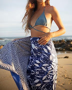 Quick Dry Microfiber Beach Towel (Blue Flower / Extra Large 78x35")