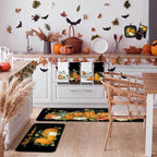 10 Pcs Fall Pumpkin Kitchen Decor Set Black Kitchen Rugs Set (Green, Black / Fresh)