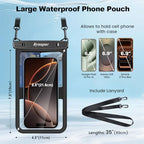 Waterproof Phone Pouch Up to 8.5" (Case-friendly [8.5-inch] / [(Clear)Black+Black] Large Waterproof Phone Pouch)