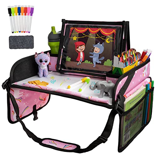 Travel Car Seat Tray (- Pink Unicorns)