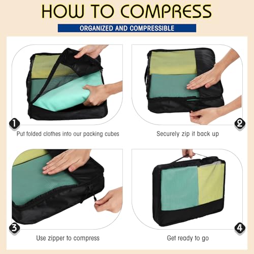 Packing Cubes for Suitcase Large Organizer Bags (Black / Large)
