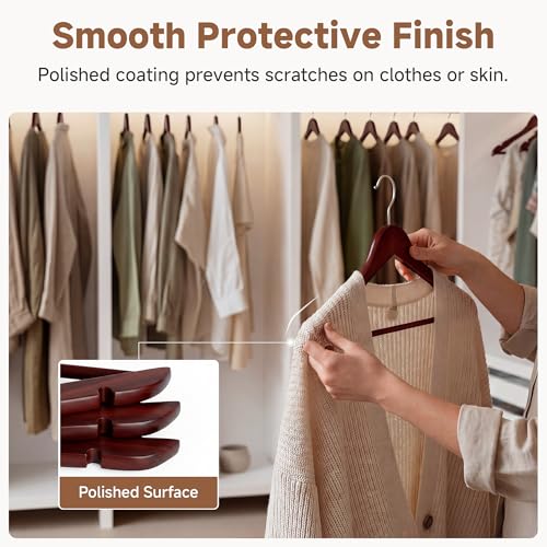 Wooden Coat Hangers (0.5"T (30 pack) / Dark Cherry Color)