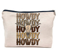 Retro Western Leopard Cow Skull Howdy Decor Makeup Bag (western3)
