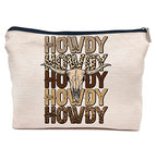 Retro Western Leopard Cow Skull Howdy Decor Makeup Bag (western3)
