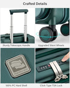 Expandable Medium Checked Luggage (Blackish Green / 24 Inch EXT)