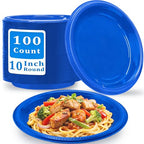 100 Pcs 10 Inch Blue Plates (Blue / 100 Pcs)