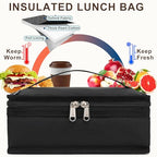 Small Insulated Lunch box Portable Soft Bag Mini Cooler Thermal Meal Tote Kit with Handle for Work & School (Black)