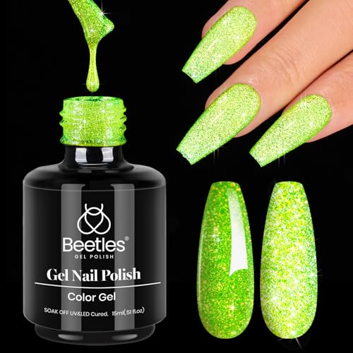 Beetles Green Glitter Gel Nail Polish (H - Flakie Green | Lime Shock)