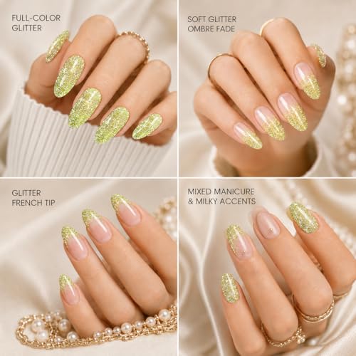 Beetles Lime Green Glitter Gel Nail Polish (H - Velvet Green | Pistachio Frappe)
