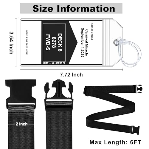 8 Pack Luggage Straps and Cruise Tags Set (Black & Wide)