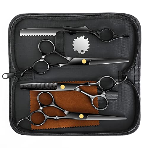 6.89 inch Hair Cutting Scissors Set With Thinning Knife (Black)