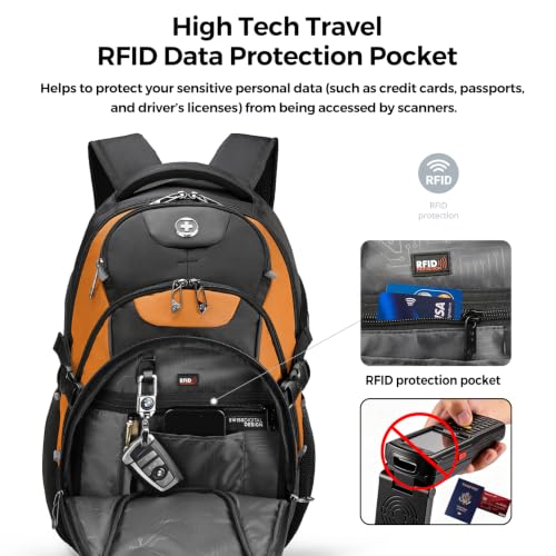 Design Laptop Backpack for Men with USB Charging Port SD803 (Orange/Black / Standard)