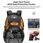 Design Laptop Backpack for Men with USB Charging Port SD803 (Orange/Black / Standard)