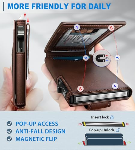 Airtag Wallet for Men Money Clip 9 (Brown083)
