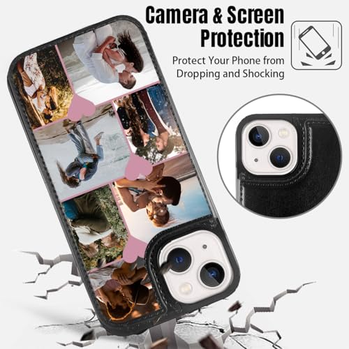 Custom Wallet Phone Case for iPhone 15 (Black-E / iPhone 15)