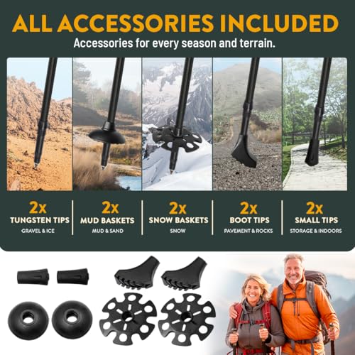Premium Foldable Hiking Poles by USA Brand (Cork - Gray / 115-135 cm for Height: 5'10" and taller)